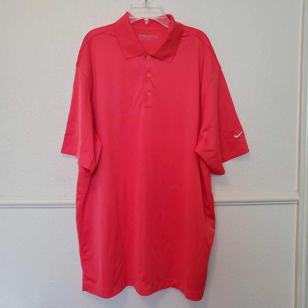 Nike Golf Dri-FIT Polo Shirt Mens XL Coral Red Short Sleeve 358324-640